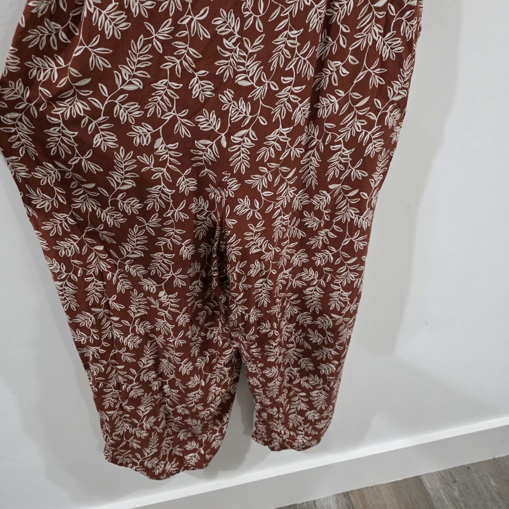 Old‎ Navy Womens Jumpsuit Medium Floral Burnt Orange Tropical Summer Vacation - Picture 3 of 9